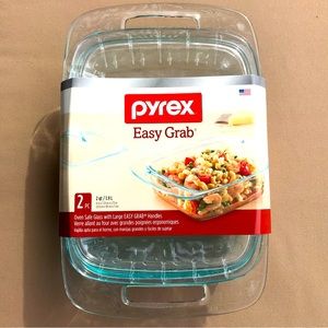 Pyrex Easy grab 2 piece set 2 quart oven glass NOS